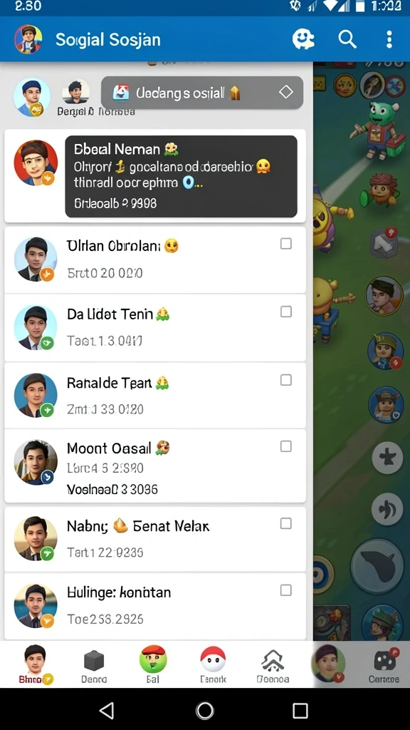 Menu interaksi yang memungkinkan Anda terhubung dengan pemain lain.